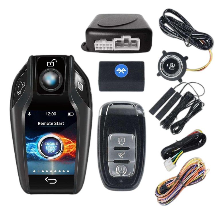 Drop Shipping KOL Remote Keyless Entry LCD Key Smart Car Alarm With RFID Anti Theft and Push Engine Button Engine Start System